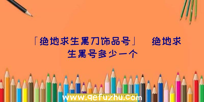 「绝地求生黑刀饰品号」|绝地求生黑号多少一个